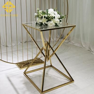 Modern Wedding Glass Top Cake Table for Event Hotel Banquet