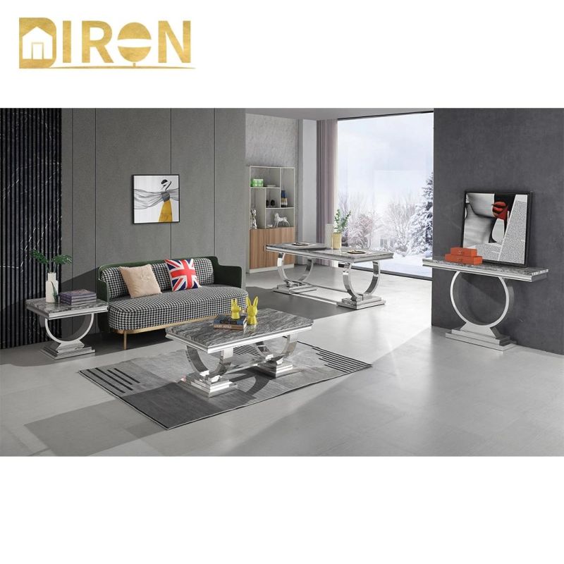 Modern Stainless Steel Diron Carton Box Glass Coffee Dining Table