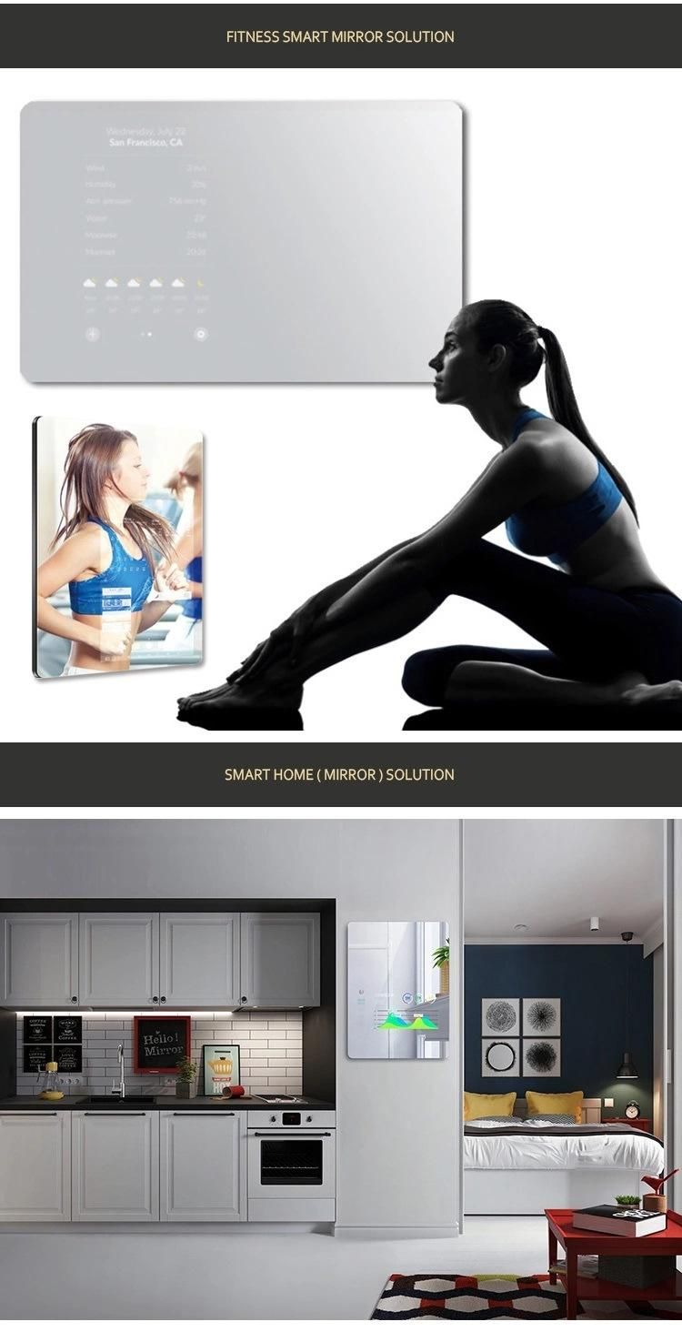 55 Inch Smart Mirror with Touch Screen, Magic Glass Mirror Ad Player Wall Mounted LED LCD Light Mirror Display for Bathroom/Bath/Makeup/Fitness/Gym/Hotel