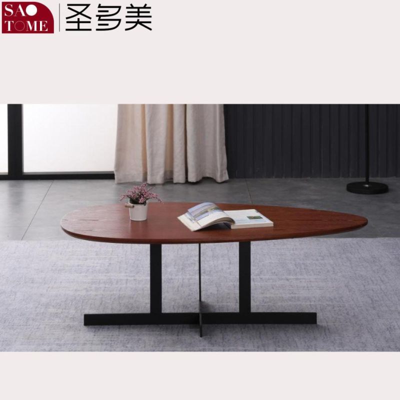 Modern Living Room Furniture Walnut Water Drop Shape Solid Wood Coffee Table