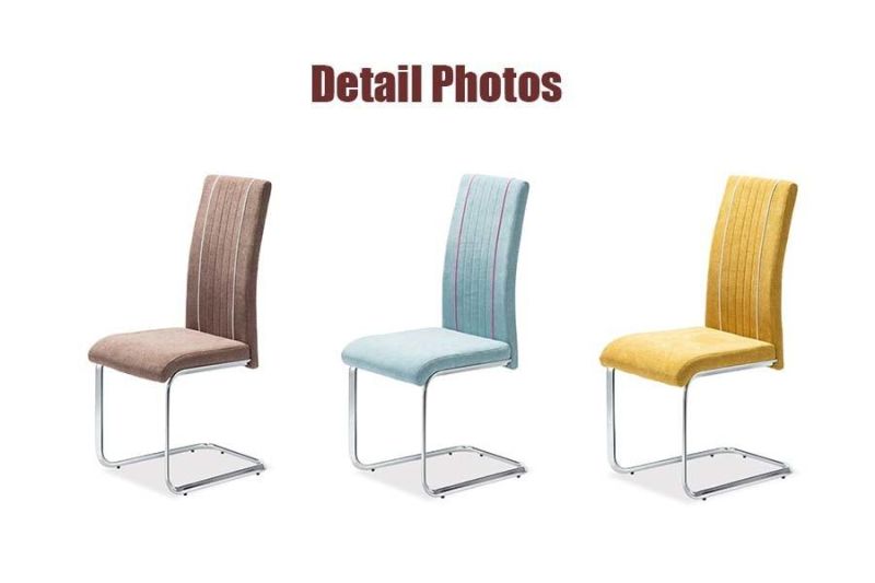 Modern Restaurant Home Living Room Furniture Sofa Chair Sets High Quality Chrome Steel Leg Fabric Leather Dining Chairs