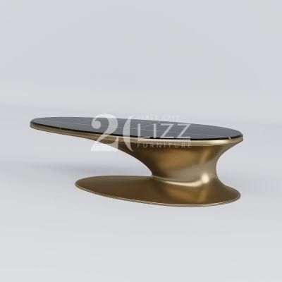 Unique Design Luxury Gold Metal Home Furniture Black/White Marble Top Coffee Table for Home Decor