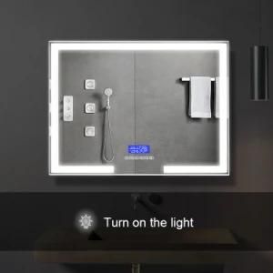 LED Lighted Bathroom Mirror, Modern Touch Dimmable Wall Mirror with Dimmer and Lights