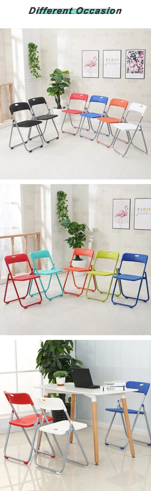 Wholesale Wedding Party Meeting Furniture Steel Frame PP Plastic Folding Chair for Garden
