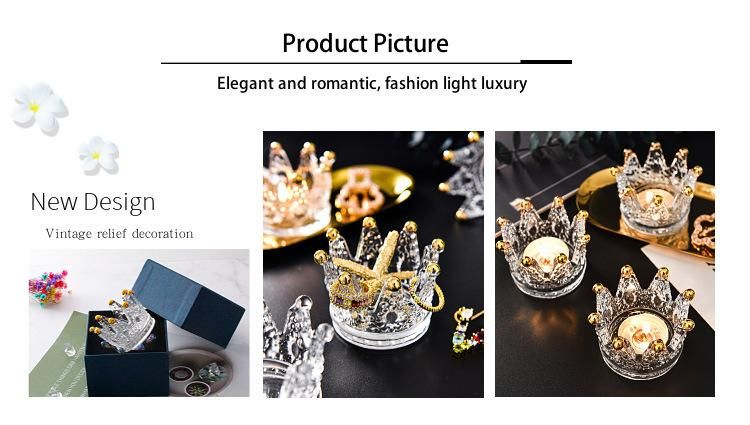 Wholesale Crown Shape Glass Candle Holder for Home Decor