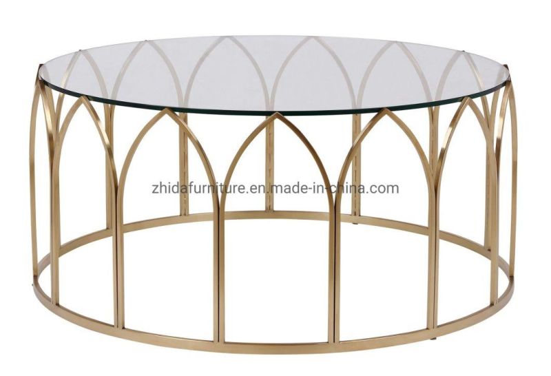 Home Furniture MID East Luxury Metal Glass Top Coffee Table Center Table