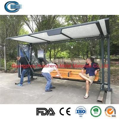 Huasheng Bus Shelter Glass China Bus Stop Station Shelter Factory Outdoor Digital Advertising Smart Bus Stop Smart Bus Shelter with Solar Bench