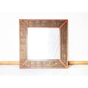 Rustic Natural Wood Framed Wall Mirror Solid Construction Glass Wall Mirror Vanity Bedroom or Bathroom Antique Furniture