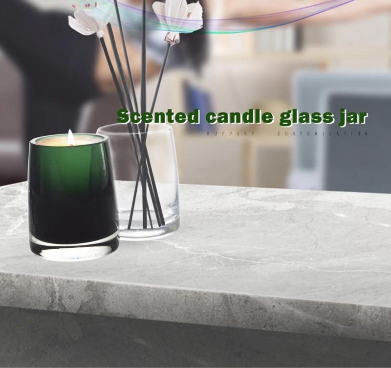 Factory Directory Transparent Green Glass Jar Glass Candle Holders for Candle Making