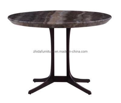 Modern Hotel Round Shape Marble Table Side Table with Metal Base