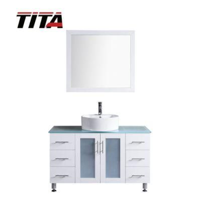 White Lacquer Glass Vanity Top Bathroom Vanity T9140-48W