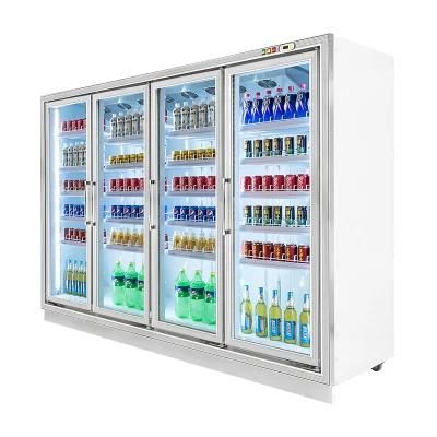 4 Doors Glass Vitrine Display Refrigerators Cabinet Factory