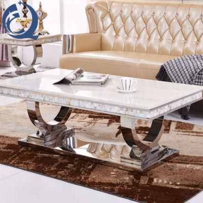Delicate White Marble Top Stainless Steel Coffee Table Tea Table