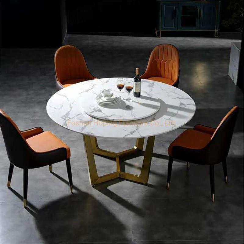 Modern Table with Butterfly Extension Ceramic Living Room Furniture Round Dining Table