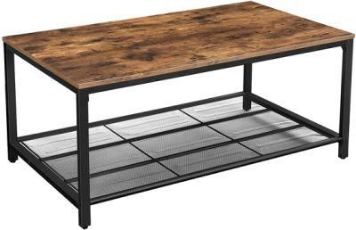 Rustic Brown Coffee Table Living Room Furniture with Shelf