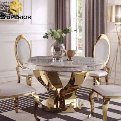 China Wholesale Embedded Crystal Frame Artificial Marble Dinner Table