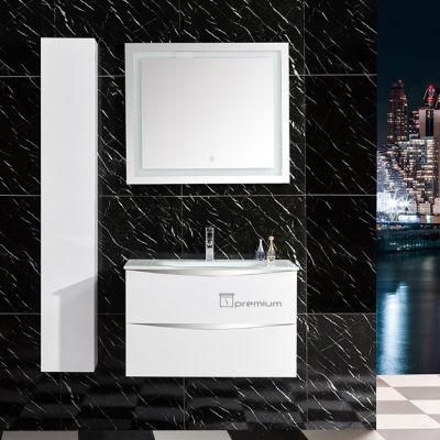 White Modern Tempered Glass Sink Bathroom Vanity