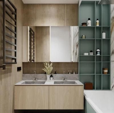 Single Sink Ceramic Basin PVC Bathroom Furniture Vanity Silver Mirror Storage Cabinet