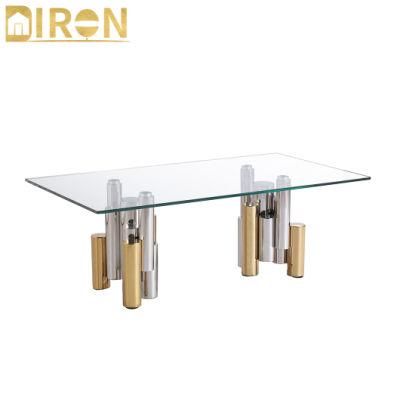 Hot Sale Modern Stainless Steel Home Furniture Glass Dining Table