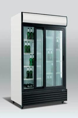 Upright Glass 2 Doors Beverage Refrigerated Display Showcase
