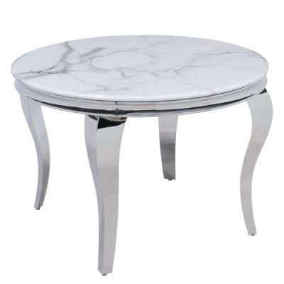 Classic Design 201 Stainless Steel Real Marble Round Dining Table