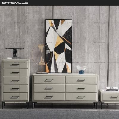 Modern Bedroom Furniture Set PVC/Fabric Casegoods Dressing Table Wooden Dresser with Optional Glass Topside