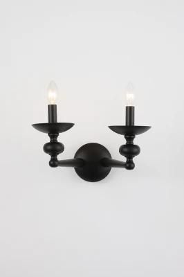 Modern Style Candle Shape Vintage for Home Lighting Furniture Decorate Indoor Living Room Black Wall Sconce Factory Supply
