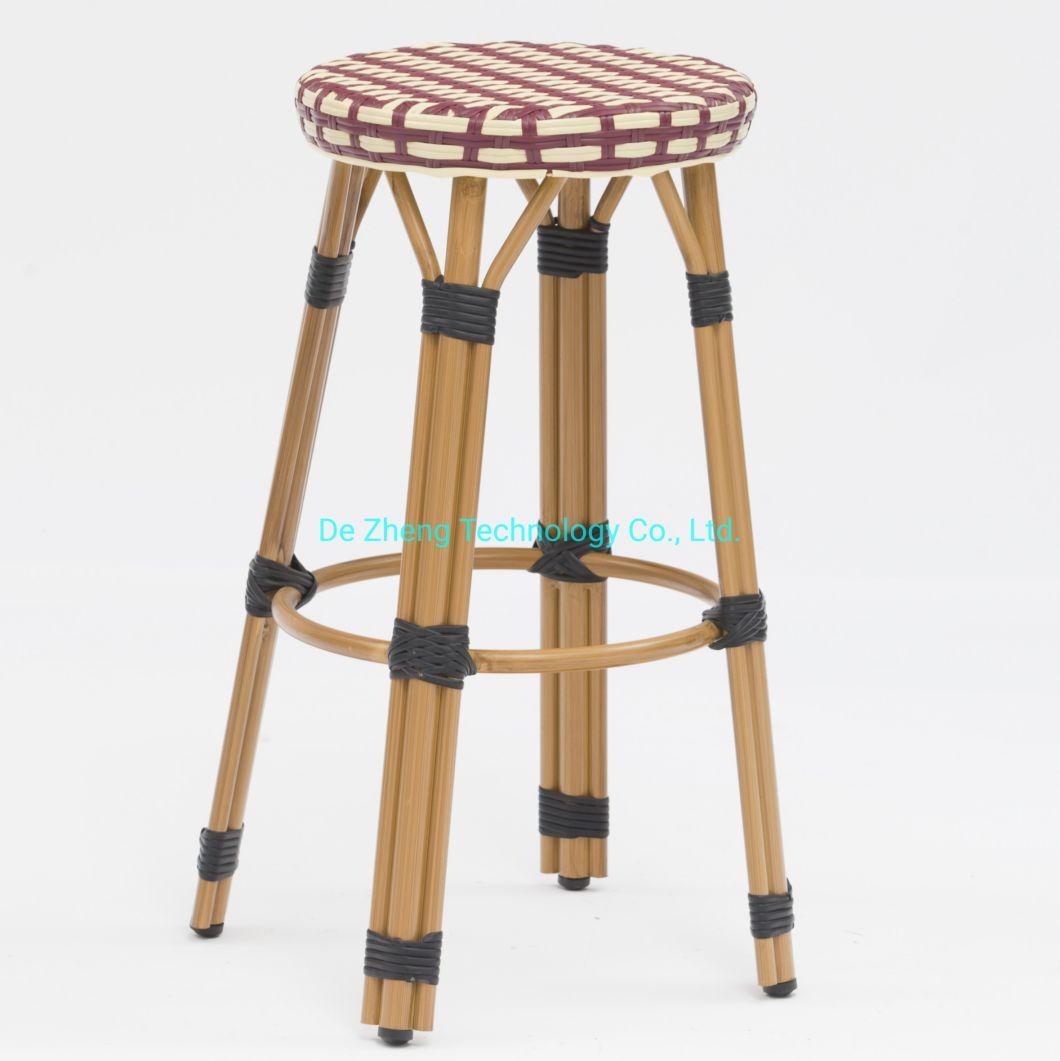 French Cafe Chair Aluminum Frame Outdoor Furniture Bamboo Look Dining Outdoor Restaurant Furniture