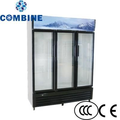 Three Glass Door Upright Display Beverage Cooler Showcase