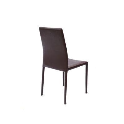 High Quality Office Restaurant Home Furniture PU Faux Leather Cushion Metal Steel Dining Chair