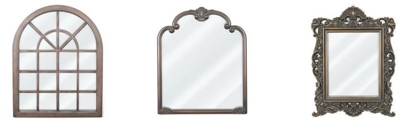 Medieval Large Rectangle Wall-Mounted Hanging Decorative Bathroom&Living Room PS Material Vanity Mirror