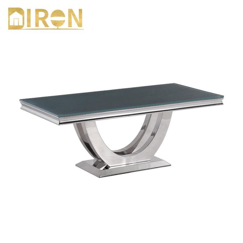 China Wholesale Home Living Room Furniture Modern Design Stainless Steel Marble Glass Top Coffee Table