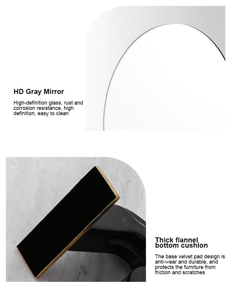 Restroom Bathroom Decor Nordic Creative Table Top Shaped Design Vintage Black Marble Mirror