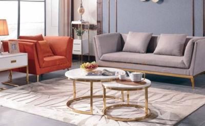 Living Room Extend Table Set Golden Metal Element Mirrored Top Coffee Table