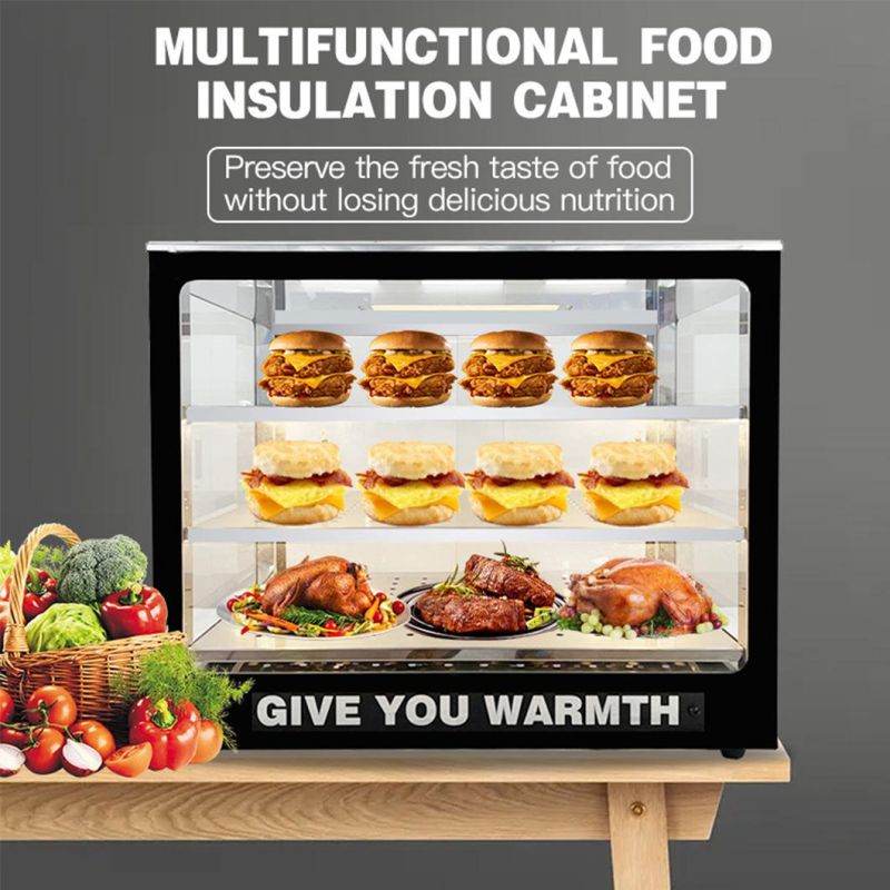 Commercial Electric Glass Food Warmer Display Showcase for Restaurant