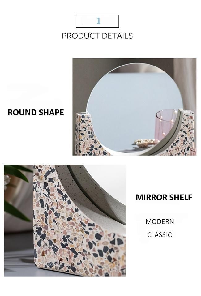 Terrazzo Tile Mirror Decor Decorative Makeup Mirror Round Mirror