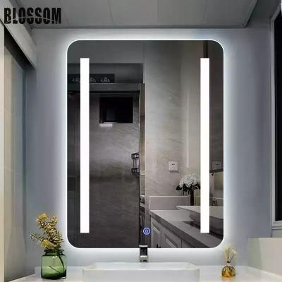 LED Bathroom Wall Mounted Frameless Bath Mirror with Touch Screen