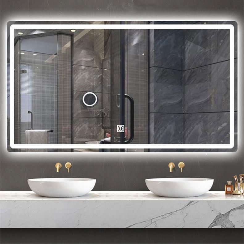 Wholesale Luxury Home Decorative Smart Wash Basin Mirror LED Bathroom Frameless Backlit Wall Glass Vanity Mirror