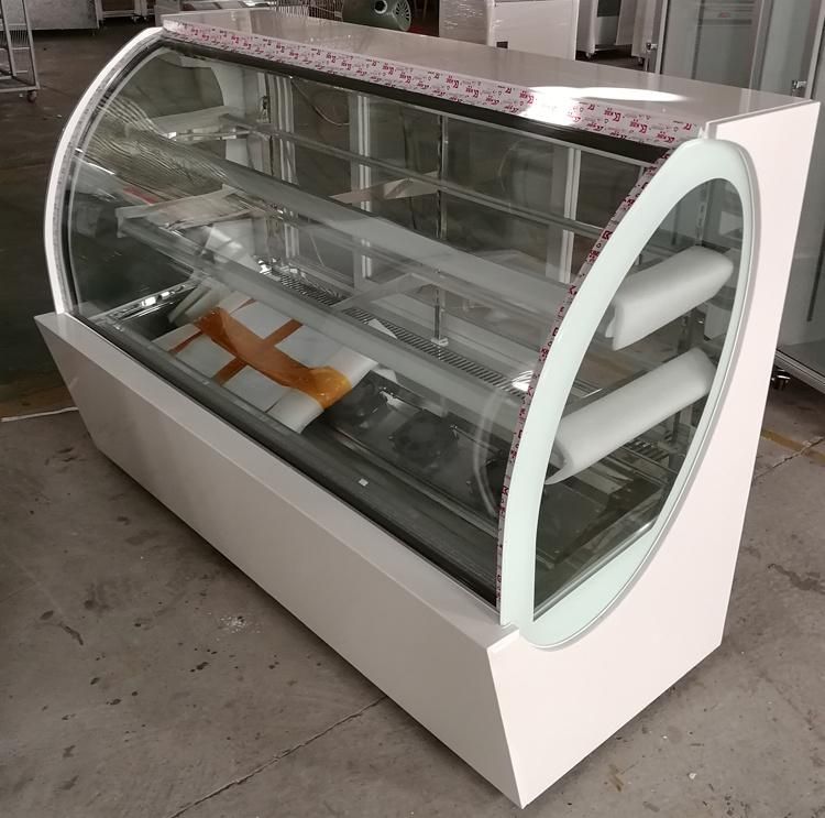 Bakery Refrigerated Marble Curved Glass Cake Showcase Cooler