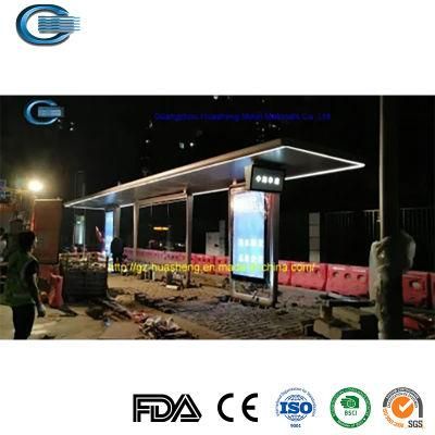 Huasheng Portable Bus Shelter China Bus Stand Supplier Waterproof Solar Bus Stop Shelter for Smart City