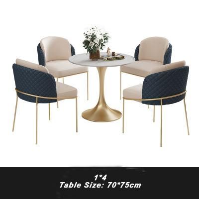 High Quality Modern Luxury Stainless Steel Metal Marble Counter Tops Customized Leisure Table Dining Sets