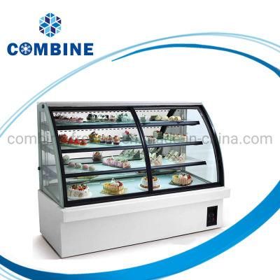 Curved Glass Sliding Door Cake Showcase Refrigerator 358L