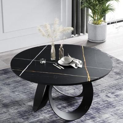 Restaurant Furniture Modern Round Marble Top Stainless Steel Base Dining Table