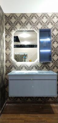Italy Style Bathroom Cabinet MDF Bathroom Furniture Glass Basin Wall Hang China Supplier Vanity