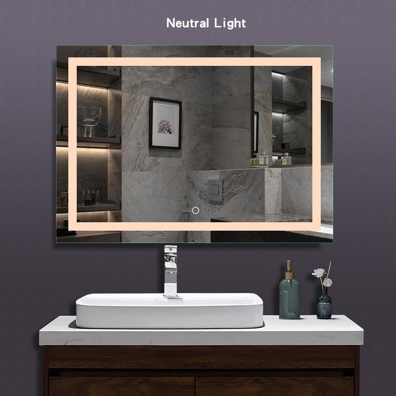 Kamali Custom Modern Design Hotel Rectangular Luxury Illuminated Anti Fog Glass Backlit Bathroom Wall Mounted Smart LED Mirror