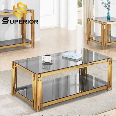 Popular Cheap Price Gold Mirror Glass Top Coffee Center Table