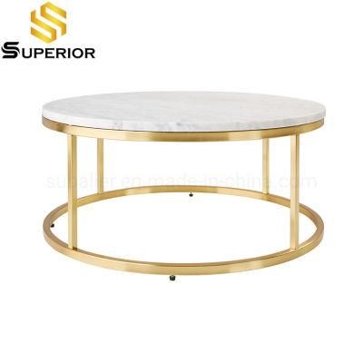Wholesale Stainless Steel Italian Marble Center Coffee Table White