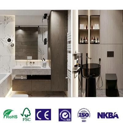 European Style Bathroom Furniture Metal Handle LED Mirror Bathroom Cabinet