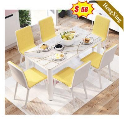Restaurant Marble Top Long Dining Table with Leather PP Dining Chairs