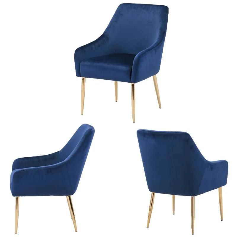 Modern Leisure Home Lounge Indoor Furniture Sofa Fabric Velvet Dining Chair Sofa with Golden Legs